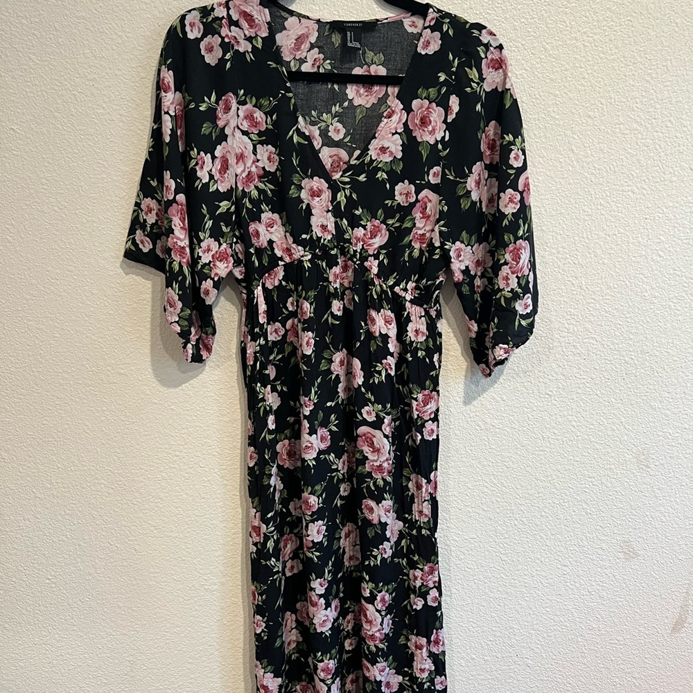 Floral maxi umpire waist dress